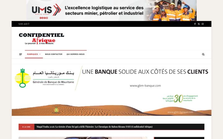 Screenshot of confidentielafrique.com