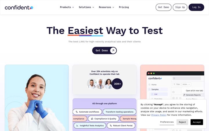 Screenshot of confidentlims.com