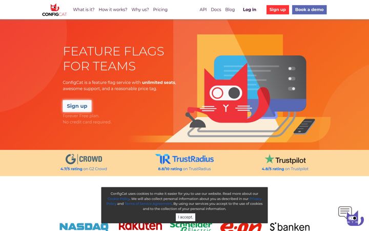 Captura de pantalla de configcat.com