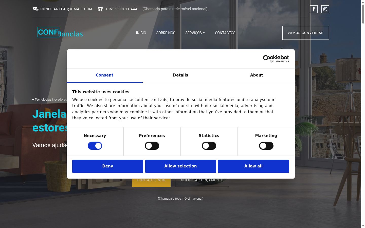 Screenshot of the consent banner shown before any interaction