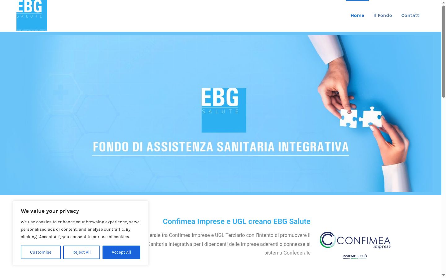 Screenshot del banner di consenso mostrato prima di qualsiasi interazione