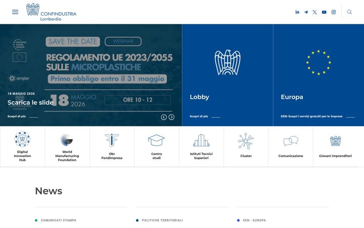 Screenshot of confindustria.lombardia.it