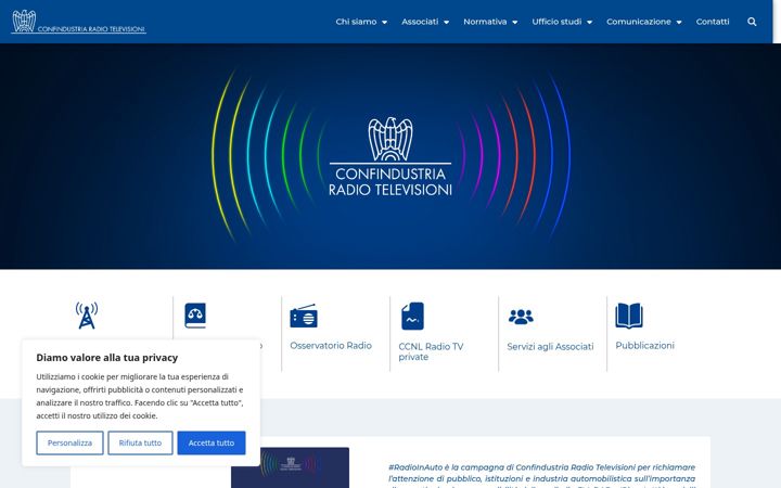 Screenshot of confindustriaradiotv.it