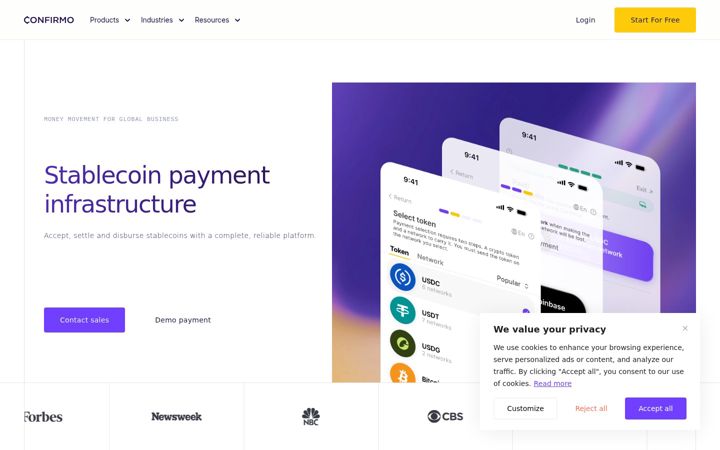 Screenshot of confirmo.com