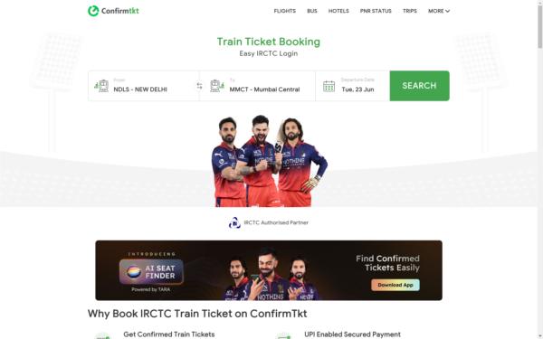 Screenshot of confirmtkt.com