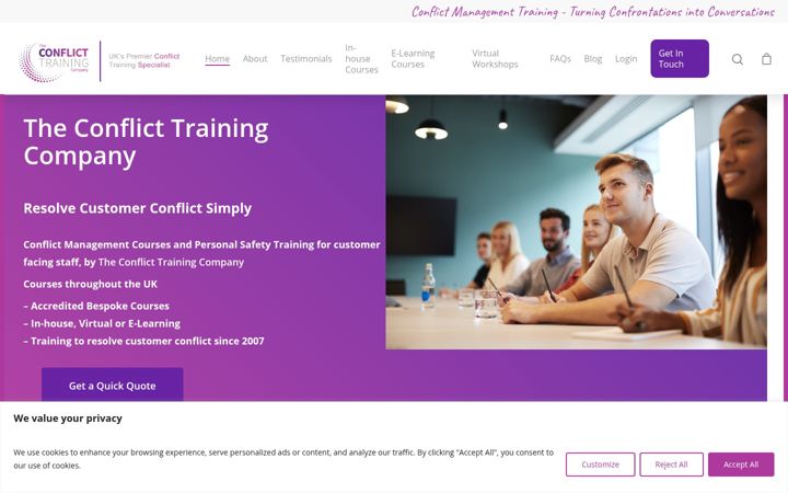 Screenshot of conflict-training.co.uk