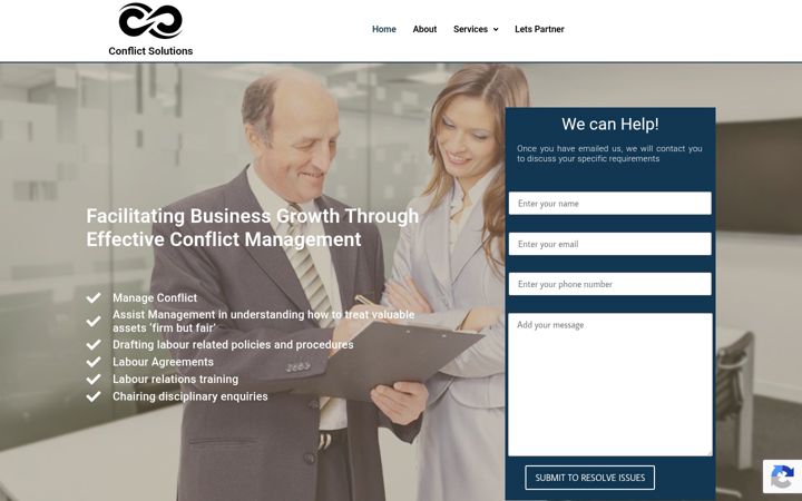 Екранна снимка на conflictsolutions.co.za