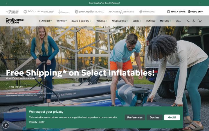 Screenshot of confluenceoutdoor.com