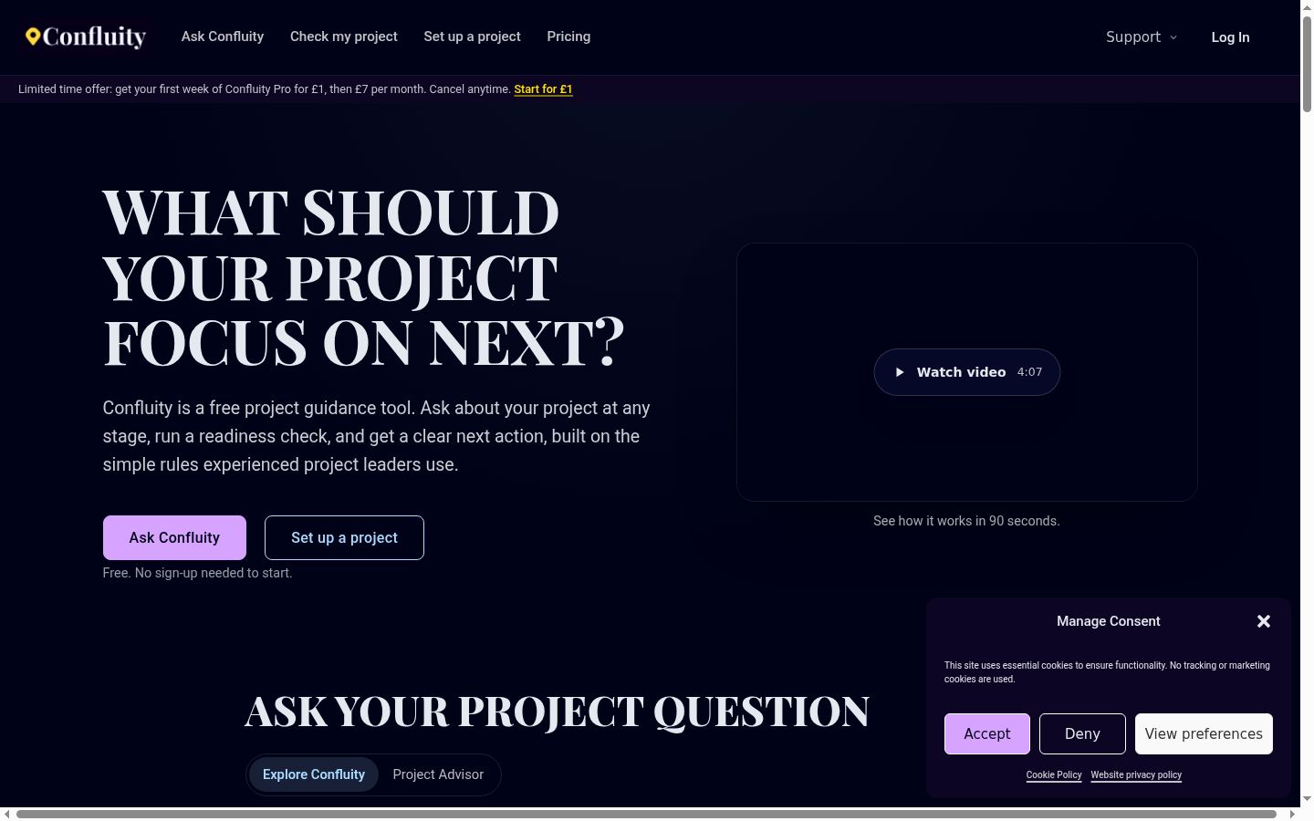 Screenshot of the consent banner shown before any interaction