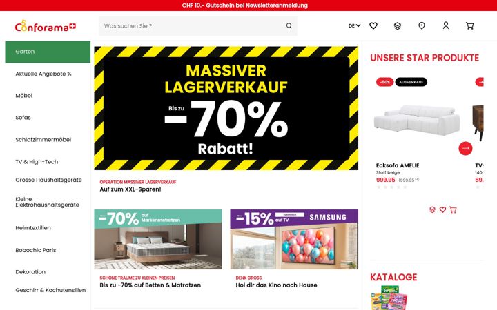 Screenshot of conforama.ch