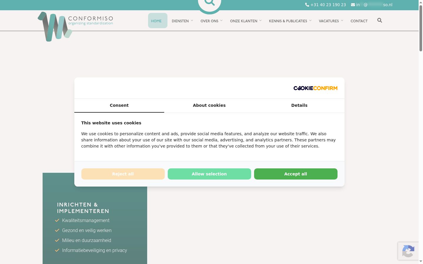 Screenshot des Einwilligungsbanners vor jeglicher Interaktion