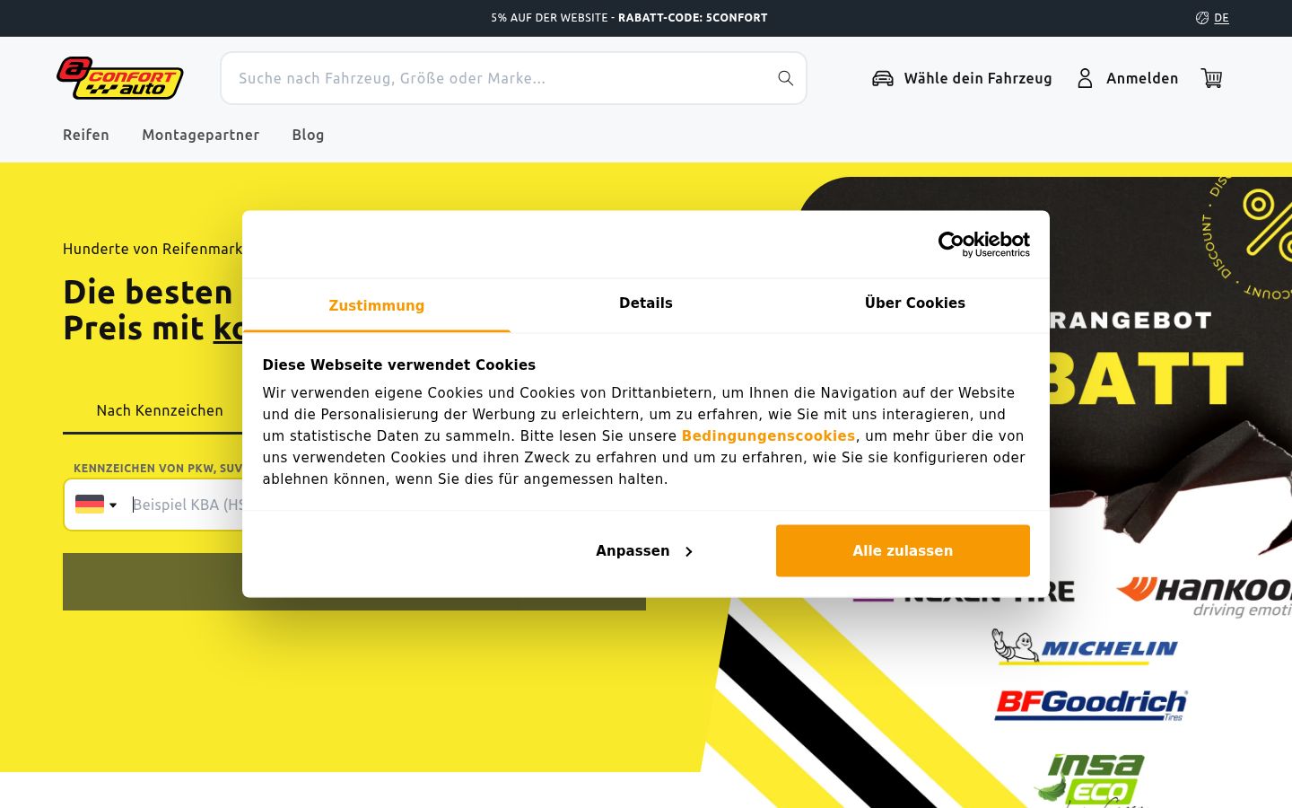 Screenshot tal-banner tal-kunsens muri qabel kwalunkwe interazzjoni