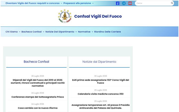 Skärmbild av confsalvigilidelfuoco.it