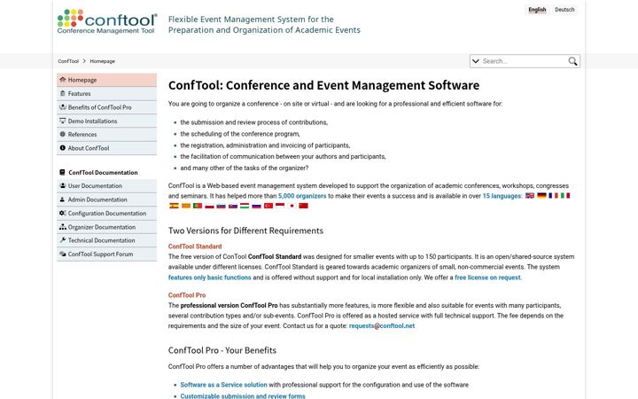Screenshot of conftool.com