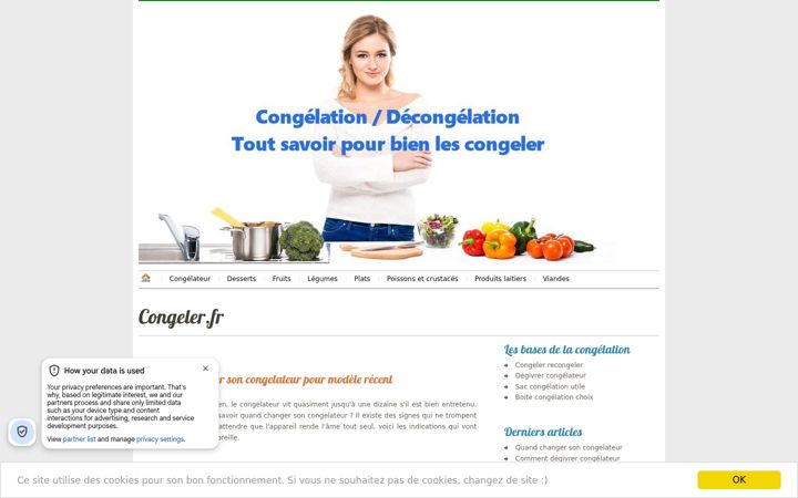 Screenshot of congeler.fr