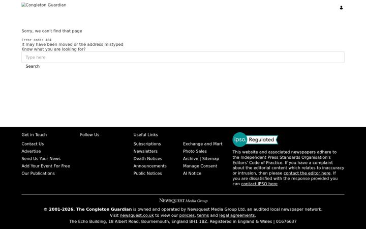 Screenshot of congletonguardian.co.uk