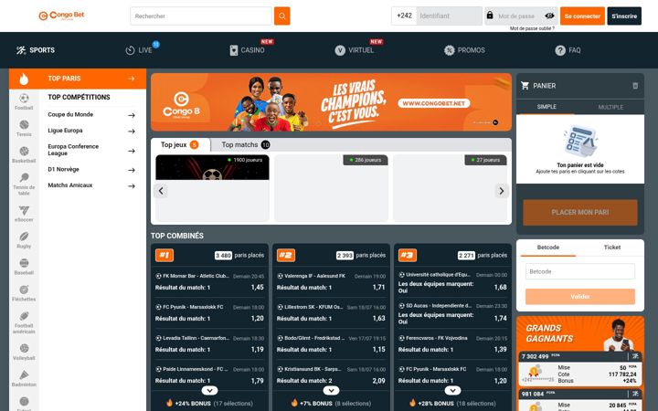 Screenshot του congobet.net