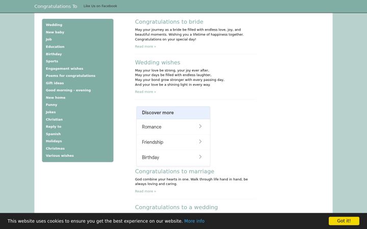 Screenshot of congratulationsto.com
