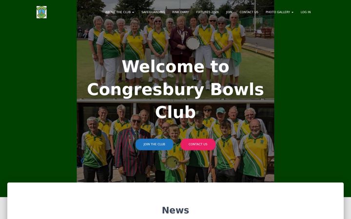 Screenshot of congresburybowls.co.uk