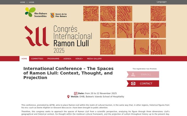 Screenshot von congresinternacionalramonllull2025.es
