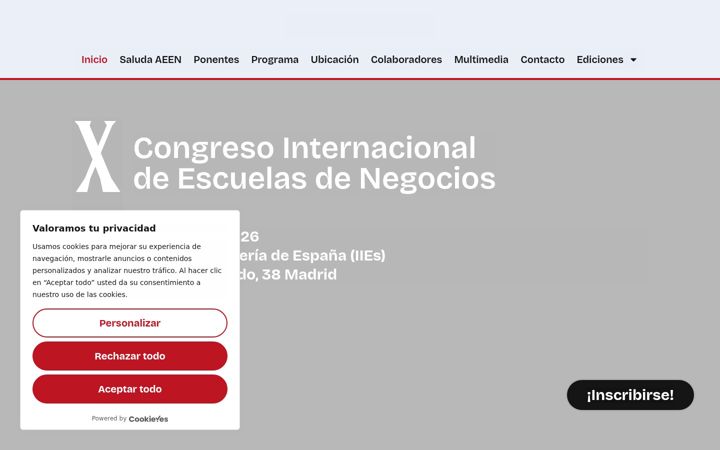 Screenshot of congresoescuelasdenegocios.org