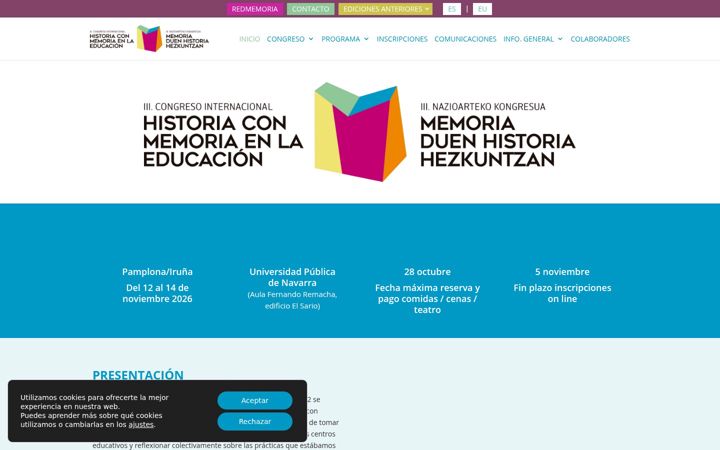 Screenshot of congresohistoriaconmemoriaenlaeducacion.org