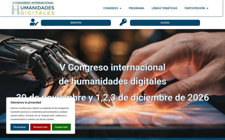 Screenshot von congresohumanidadesdigitales.es