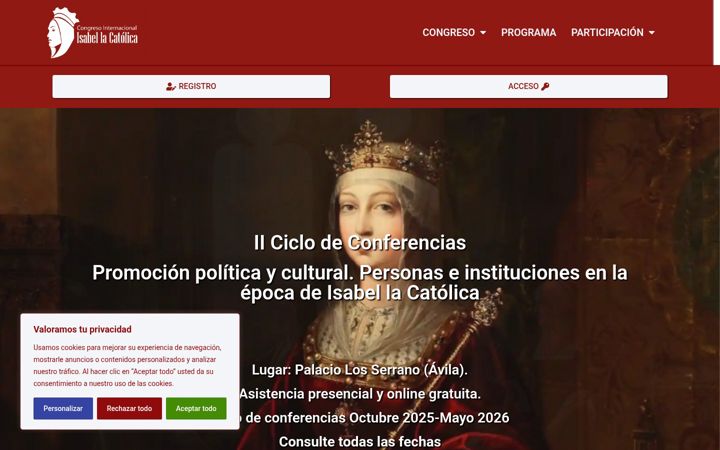 Screenshot von congresoisabellacatolica.es
