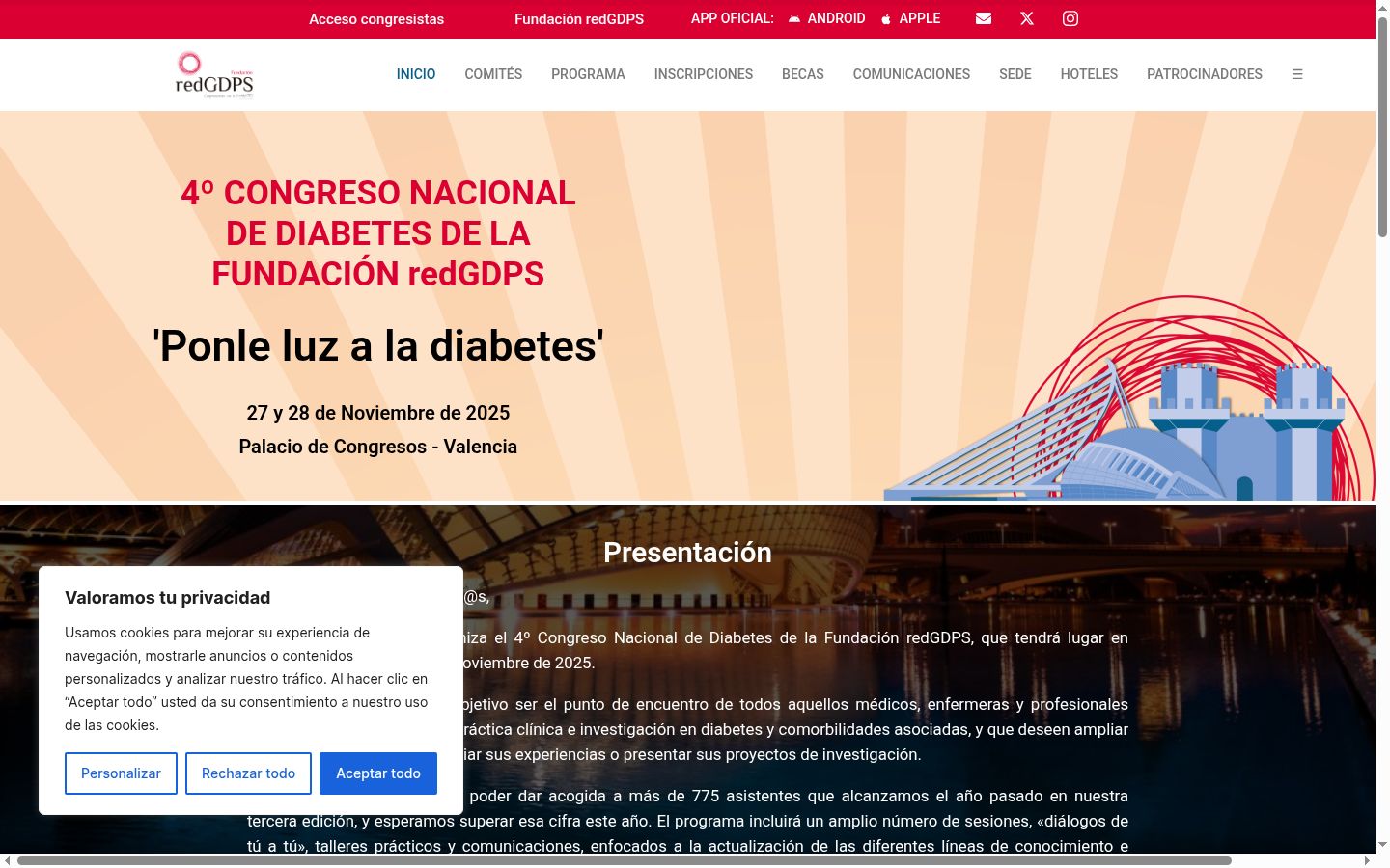 Captura de ecrã do banner de consentimento apresentado antes de qualquer interação