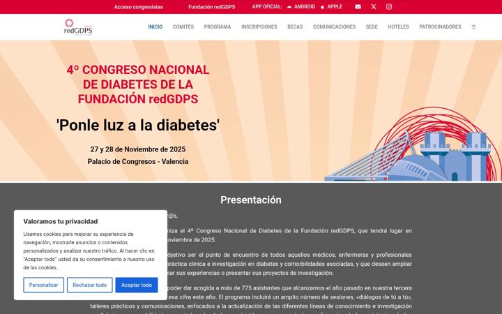 Screenshot of congresoredgdpsvalencia.com