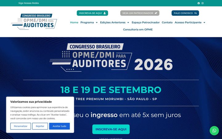 Screenshot of congressoauditoresopme.com.br