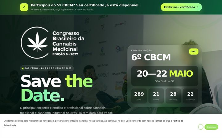 Screenshot of congressocannabis.com.br