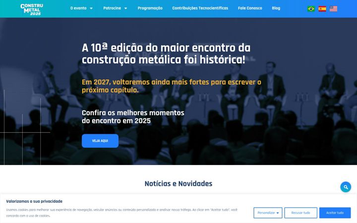 Screenshot of congressoconstrumetal.com.br