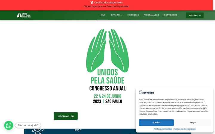 Screenshot von congressounidospelasaude.com.br