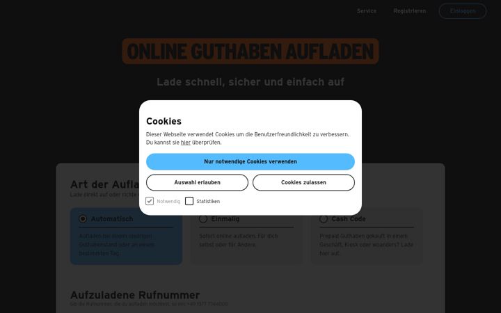 Screenshot of congstaraufladen.de