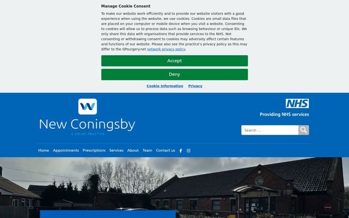Screenshot van coningsbysurgery.co.uk