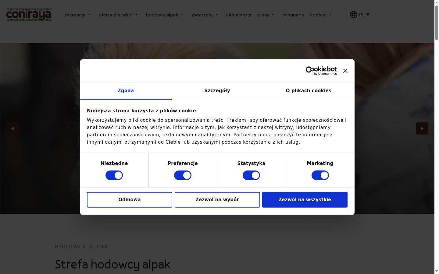 Snímka obrazovky banera súhlasu zobrazeného pred akoukoľvek interakciou