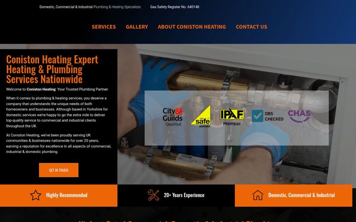 Screenshot van conistonheating.co.uk