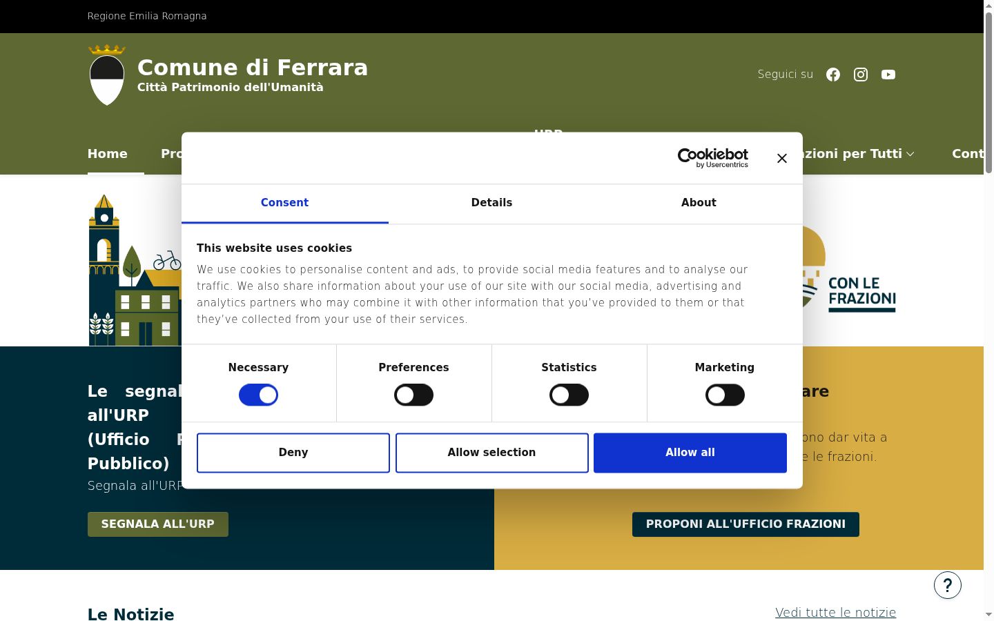 Screenshot van de toestemmingsbanner zoals getoond vóór enige interactie