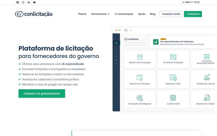 Screenshot of conlicitacao.com.br
