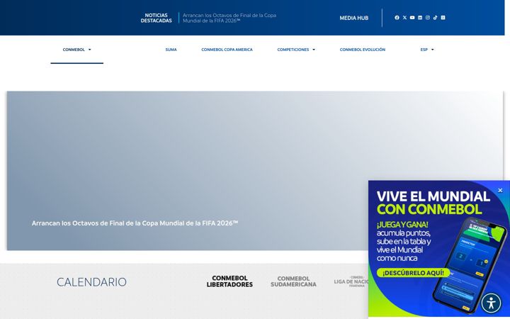 Screenshot ta' conmebol.com