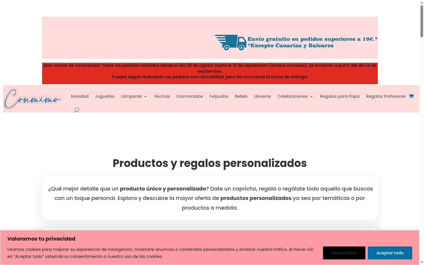 Screenshot del banner di consenso mostrato prima di qualsiasi interazione