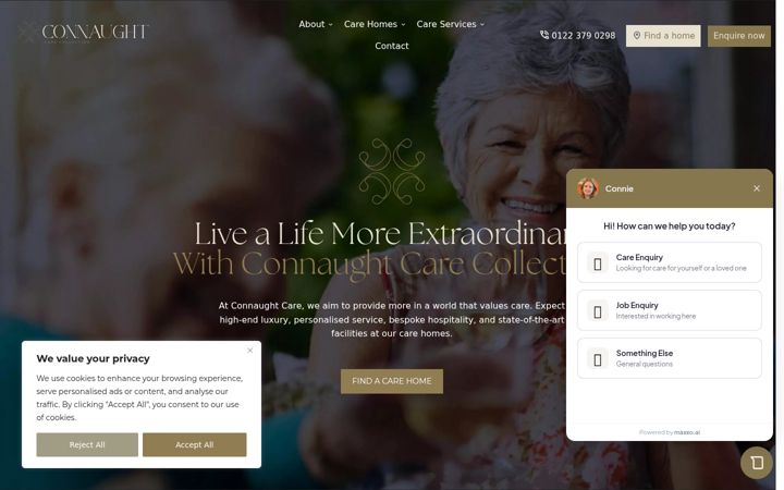 Screenshot van connaughtcare.co.uk