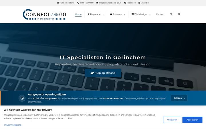 Screenshot von connect-and-go.nl