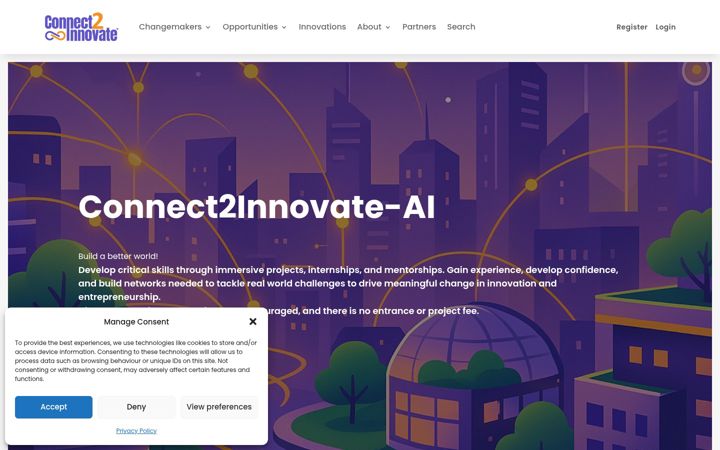 Skärmbild av connect2innovate.ca