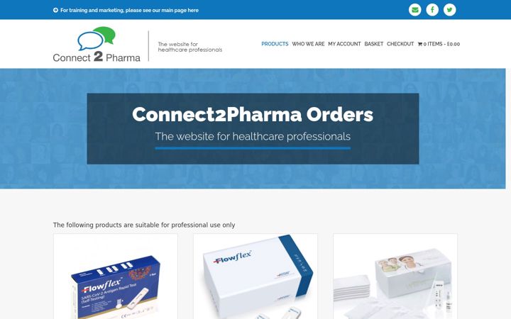 Ekrānuzņēmums no connect2pharmaorders.co.uk