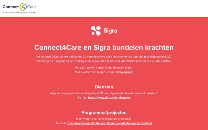 Skærmbillede af connect4care.nl