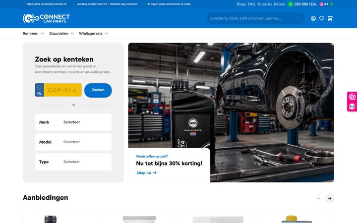 Skærmbillede af connectcarparts.nl