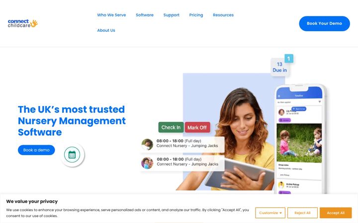 Screenshot of connectchildcare.com