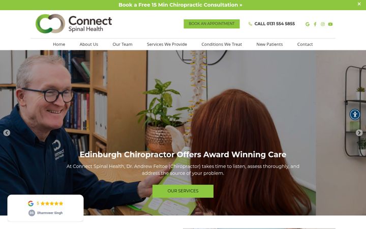 Screenshot of connectchiro.co.uk